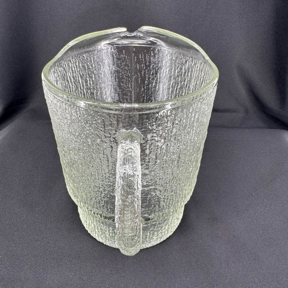 Indiana Glass "Crystal Ice" Textured Glass Pitcher Ice Lip Mid Century Modern - Picture 4 of 7
